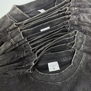 T-shirt Homme Oversize Uni de Haute Qualité, Délavé à l'Acide, 100% Coton Lourd Anti-Boulochage, Style Vintage Usé, Streetwear Personnalisé - Product Image 3