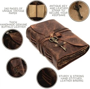 Vintage Corazón en relieve blanco algodón papel libro de sombras mejor regalo cuero diario hecho a mano diario cuaderno planificador para hombres y mujeres - Product Image 6