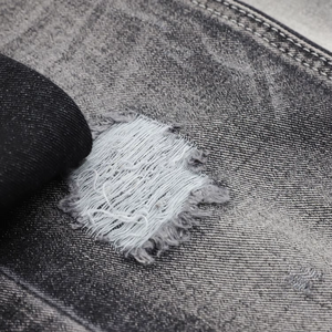 Tissu en denim tissé sergé écologique extensible dans 4 directions, couleur noire, 10 oz, poids moyen, pour garçons et filles, vêtements décontractés confortables - Product Image 4