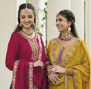 Robe de mariée pakistanaise Sharara costume robes indien Salwar costume Anarkali robe Salwar Kameez Dupatta soie costume Kurtis Palazzo - Product Image 1