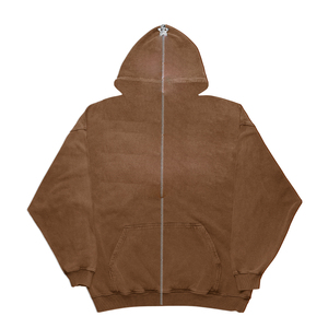 Sudadera con capucha y cremallera de cara completa con logotipo personalizado, Sudadera con capucha para hombre de rizo francés de peso pesado de talla grande, Sudadera con capucha con cremallera completa - Product Image 2