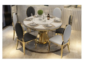 Hot Selling 2026 Design Luxury Modern <b>Dining</b> <b>Table</b> with Marble Top & Metal Frame Fold-able Extendable Round <b>Dining</b> <b>Table</b> - Product Image 5