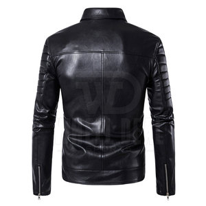 Chaqueta de cuero informal impermeable para hombre más vendida con cuello levantado, chaqueta OEM de invierno con diseño de etiqueta privada duradera a la venta - Product Image 3