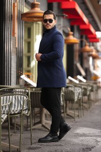 High Quality <b>Men's</b> Double Breasted <b>Long</b> <b>Wool</b> Blend <b>Overcoat</b> Plaid Trench Coat Classic Lapel Warm for Business and Daily Wear - Product Image 3