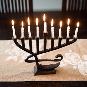 Antique Aluminum 9-Arm Menorah Customizable High-Demanding Premium Metal Christmas Judaica Candlestick <b>Holder</b> Handmade - Product Image 3