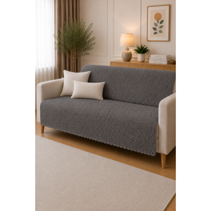 Housse de canapé en tissu polaire gris fumé 100% polyester - Doux et confortable - Product Image 1