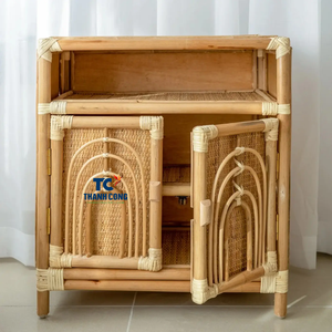 Venta al por mayor estantería de ratán natural con gabinete tendencia caliente decoración para muebles de habitación decoración de dormitorio - Product Image 1