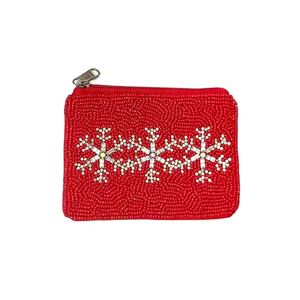 Graine de Noël perlé porte-monnaie arbre couleur rouge perlé noël porte-monnaie bonhomme de neige joyeux noël pochette - Product Image 2