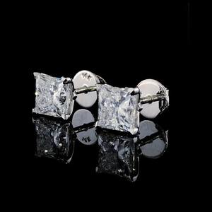 Pendientes de estudio de corte princesa de moissanita blanca de Plata de Ley 925 pedido personalizado para otras joyas - Product Image 6