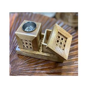 Wholesale Supplier Wood Mabkhar Burner Set Trending Design Square Shape <b>Bakhoor</b> <b>Oud</b> Burner For Hotel Use - Product Image 1