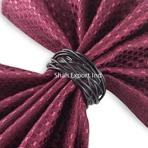 Wire <b>Nest</b> Design <b>Round</b> Shape Metal Napkin Ring for Wedding Dinner Parties <b>Table</b> Decoration Black Napkin Holder - Product Image 1