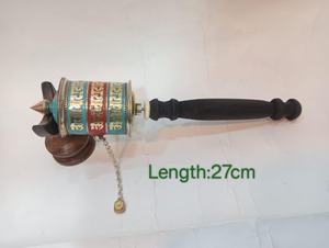 3 Roues de prière à main en pierre multicolore en laiton Style religieux Moulin à vent en métal sculpté Technique - Product Image 2