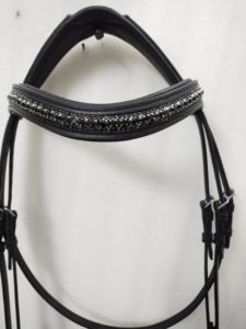 Bride rembourrée en cuir anatomique durable avec pierre de couleur noire et bride de dressage avec rênes Web disponible à bas prix... - Product Image 4