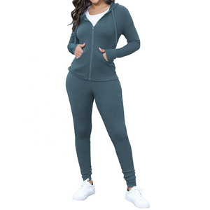 ชุดวอร์มสองชิ้นมีซิปสำหรับผู้หญิงชุดวอร์มใส่สบายและมีน้ำหนัก - Product Image 5