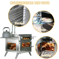 Estufa de Camping Multifuncional INBESTCAMP OEM con Horno de Acero Inoxidable, Calentador de Tienda de Campaña Portátil de Leña, Horno de Pizza con Logotipo Personalizado
