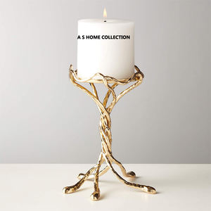 ที่ใส่เทียนเคลือบทองรูปใบไม้ทำจากโลหะอลูมิเนียมตกแต่งด้วยโลหะรูปทรงใบไม้สำหรับใช้ในบ้านโอกาสในการอยู่อาศัยและเน้นในเทศกาล - Product Image 4