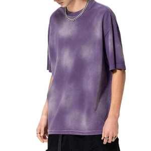 เสื้อยืดผ้าฝ้ายฟอกสีกรดของผู้ชายเสื้อผ้าแนวสตรีทแบบกำหนดเองเสื้อยืดซักกรดสำหรับฤดูร้อน - Product Image 3