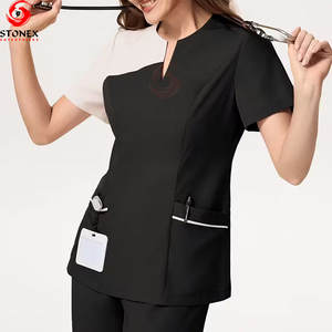 Uniforme d'hôpital de haute qualité personnalisable, hauts tendance, taille plus, tissu tricoté avec logo personnalisé, ensembles de blouses d'infirmière unisexes - Product Image 5