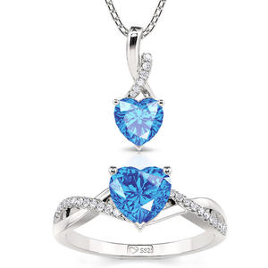 Ensemble de bijoux Jeulia Eternal Heart Twist, bague de fiançailles et collier en diamant - Product Image 1