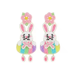 Boucles d'oreilles lapin rose faites à la main, bijoux à pampilles pour femmes, accessoires de fête de Pâques, vente en gros Inde - Product Image 5