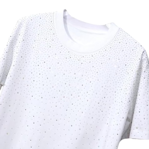 Camiseta para Hombre Reklo Industries, Blanca con Pedrería, Cuello Redondo, Corte Regular, Algodón Jersey, Talla Personalizada, Logotipo OEM ODM - Product Image 6