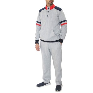 Ensemble de survêtement d'entraînement en polyester et coton pour homme, coupe ample, demi-boutonnage, sweat-shirt et pantalon de jogging unisexe, blocs de couleur, 2 pièces - Product Image 3