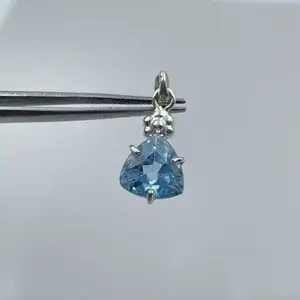Colgante de Plata de Ley 925 hecho a mano, Topacio Azul Londres Natural, joyería de piedras preciosas facetadas, mujeres, hombres con diamante de moissanita - Product Image 2