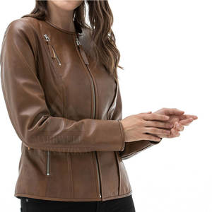 Precio bajo al por mayor de cuero Pu chaqueta de cuero de las mujeres de moda Slim Fit chaqueta de cuero de las mujeres - Product Image 6