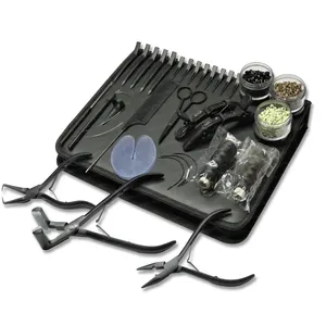 Kit de herramientas de extensión de cabello, venta al por mayor de fábrica, calidad profesional, cinta de salón de belleza, alicates de extracción, conjunto de accesorios