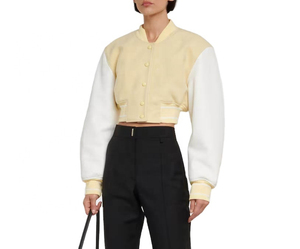 Coffee brown crop Varsity <b>woman</b> <b>jacket</b> Long <b>Sleeve</b> <b>Short</b> Length Casual Wear Windproof breathable Varsity <b>Jacket</b> from Pakistan - Product Image 5