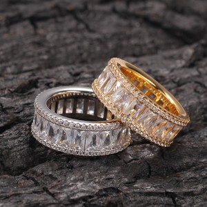 RB GEMS Customized Rhodium 14K White/Yellow Gold Baguette Cut Engagement <b>Ring</b> Unisex Hip Hop Style IGI Certified Lab Grown - Product Image 1