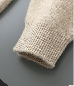 Cárdigan de lana pura 100% para hombre, suéter de punto con cremallera y cuello alto grueso, chaqueta cálida informal de Color sólido para Otoño e Invierno - Product Image 4