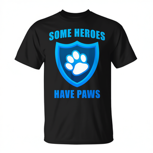 Camiseta Some Heroes Have Paws con diseño de escudo con estampado de pata azul, talla unisex para adultos - Product Image 2