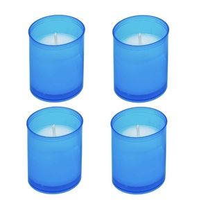 Bougies votives en polypropylène 50 mm. diamètre. Bleu clair. Lampes religieuses pour la maison et les cimetières. Pack de 6 pièces. Fabriqué en Italie - Product Image 2