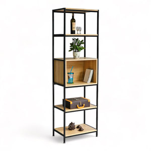 Estante Decorativo de 5 Niveles KTB68154, 60x40x200cm, Tipo Vertical con Marco de Hierro para Sala de Estar, Material de Madera Contrachapada - Product Image 1