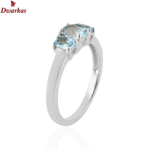 Nuevo diseño de joyería 925 plata esterlina mujeres tres piedras anillos de Topacio azul - Product Image 2