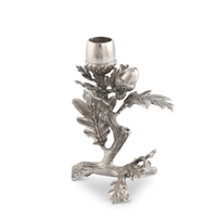 Porte-bougie vintage en argent, motif feuille de chêne, fait main, design gland en métal, support décoratif pour bougies coniques, pour table de maison, cadeau de Noël ou de mariage