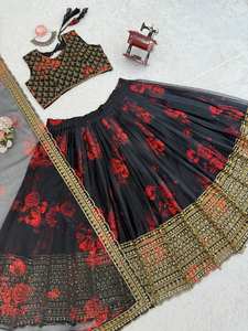 Women's Traditional Indian Pakistani Style 3-Piece Lehenga Choli Ready-to-Wear <b>Top</b> Plazzo for Spring Weddings & Parties - Product Image 5