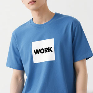 T-shirt d'été décontracté pour hommes 100% coton mat à manches courtes col rond deux tons couture lettre impression conception vierge pour T-Shirt personnalisé - Product Image 2