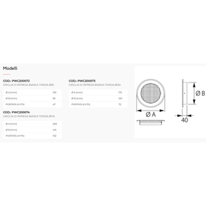 Grilles d'admission d'air rondes blanches Tecnosystemi pour climatiseur - Product Image 2