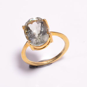 Bague Améthyste Verte en Argent Sterling 925 Plaqué Or Améthyste Verte Bague Pierres Précieuses Bague Plaqué Or bijoux - Product Image 1