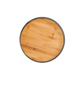 Bandeja DE SERVICIO DE MADERA Forma redonda con asas de metal Decoración para el hogar y Hotel Bandeja de madera y metal - Product Image 2