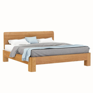 Lit plateforme minimaliste en teck massif avec sommier à lattes, mobilier de chambre à coucher moderne en bois pour la maison et la villa - Product Image 3