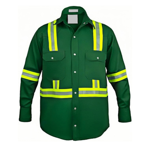 Vêtements de travail de sécurité en coton imprimé avec logo, combinaison haute visibilité, chemise anti-poussière, chemises de chantier, uniforme de sécurité d'usine, OEM - Product Image 2