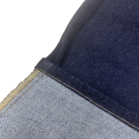 Tissu denim selvedge bleu indigo non décolorant de style sergé hautement élastique, vente en gros d'usine, super fin, 11,6 oz, A/W