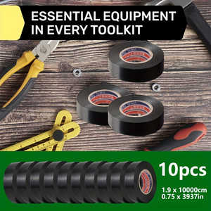 10 Cintas Eléctricas de PVC Negras - Adhesivo Fuerte, Resistentes al Calor, Impermeables y Duraderas para Uso Doméstico y Empuñaduras de Raquetas - Product Image 4