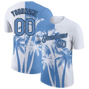 Vente en gros Chemises directes Engro Sportswear industry T-shirt de performance blanc bleu clair-noir 3D Hawaii cocotiers personnalisé - Product Image 1