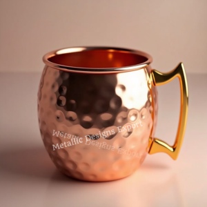 Tasse à mule de Moscou en cuivre martelé artisanal de qualité supérieure avec poignée en laiton métallique parfaite pour les cocktails et les cadeaux 16 oz - Product Image 6