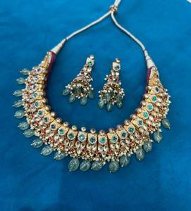Parure Collier et Boucles d'Oreilles TISHYA DIAMOND en Alliage Plaqué Or avec Diamants Taillés Brillants et Pompon de Perles d'Imitation pour Femme, Style Ethnique Mariage - Product Image 4