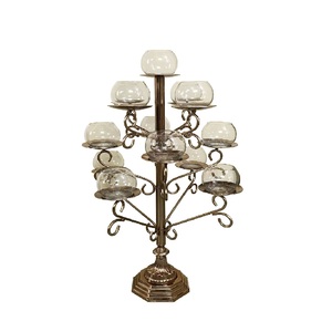 Lanterne à bougie en verre de cuivre classique pour mariage à la maison ou éclairage d'église pièce maîtresse de table de Noël en métal - Product Image 3